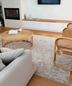 Miss Amara Montana Grey And Ivory Distressed Floral Rug