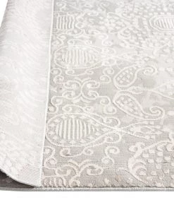 Miss Amara Montana Grey And Ivory Distressed Floral Runner Rug