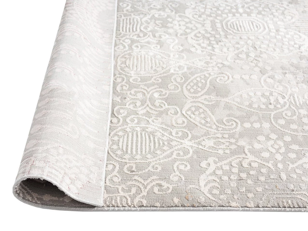 Miss Amara Montana Grey And Ivory Distressed Floral Runner Rug