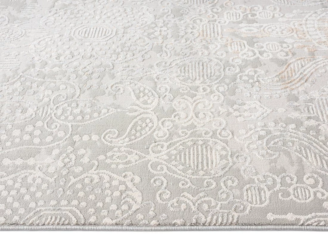 Miss Amara Montana Grey And Ivory Distressed Floral Runner Rug