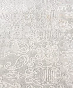 Miss Amara Montana Grey And Ivory Distressed Floral Runner Rug