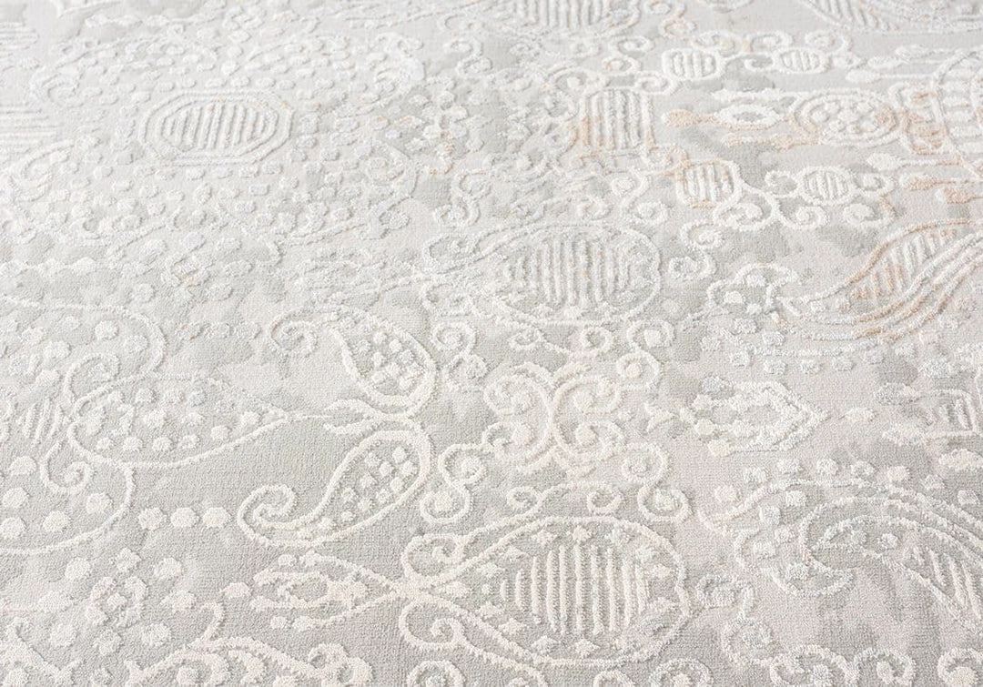 Miss Amara Montana Grey And Ivory Distressed Floral Runner Rug