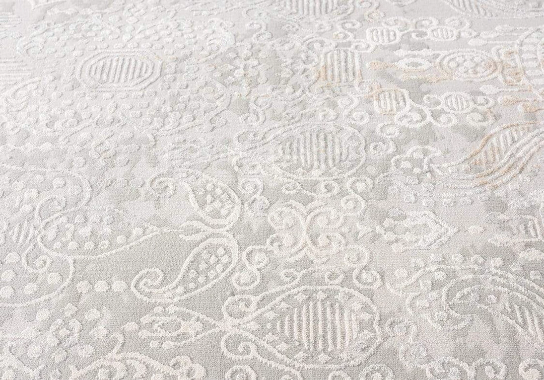 Miss Amara Montana Grey And Ivory Distressed Floral Rug