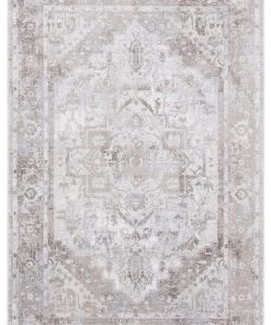Miss Amara Morgan Beige And Brown Transitional Distressed Medallion Rug
