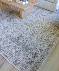 Miss Amara Moselle Beige And Brown Floral Distressed Rug
