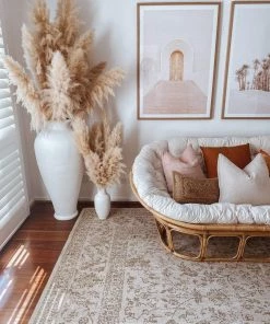 Miss Amara Moselle Beige And Brown Floral Distressed Rug