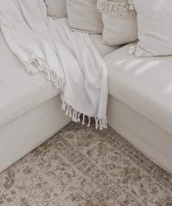 Miss Amara Moselle Beige And Brown Floral Distressed Rug