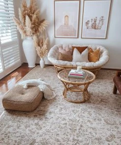 Miss Amara Moselle Beige And Brown Floral Distressed Rug