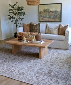 Miss Amara Moselle Beige And Brown Floral Distressed Rug