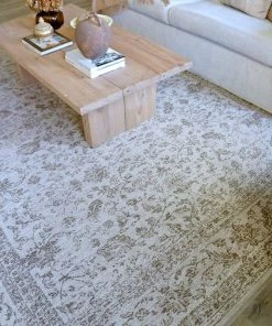 Miss Amara Moselle Beige And Brown Floral Distressed Rug