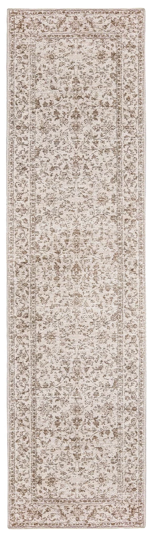 Miss Amara Moselle Beige And Brown Floral Distressed Runner Rug All Rugs