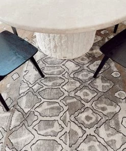 Miss Amara Naavya Beige And Grey Abstract Tribal Rug All Rugs