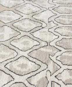 Miss Amara Naavya Beige And Grey Abstract Tribal Rug All Rugs