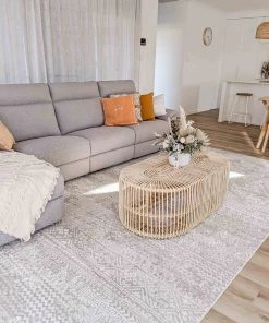 Miss Amara Naia Ivory And Grey Distressed Tribal Rug All Rugs