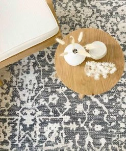 Miss Amara Nakoma Grey And Ivory Floral Tribal Rug