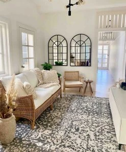 Miss Amara Nakoma Grey And Ivory Floral Tribal Rug