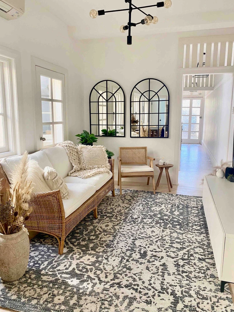 Miss Amara Nakoma Grey And Ivory Floral Tribal Rug