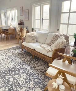 Miss Amara Nakoma Grey And Ivory Floral Tribal Rug