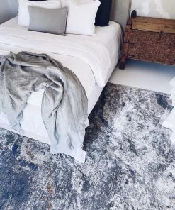 Miss Amara Nami Blue Stone And Bronze Marble Transitional Motif Rug