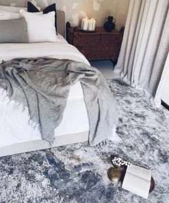 Miss Amara Nami Blue Stone And Bronze Marble Transitional Motif Rug