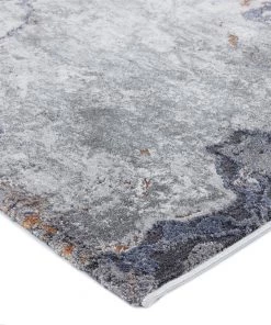 Miss Amara All Rugs Nami Blue Stone And Bronze Marble Transitional Motif Runner Rug