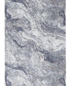 Miss Amara All Rugs Nami Blue Stone And Bronze Marble Transitional Motif Runner Rug