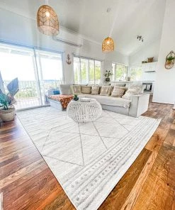 Miss Amara Naroa Grey And Ivory Diamond Tribal Rug All Rugs