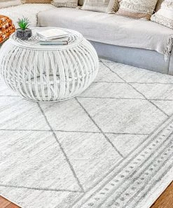 Miss Amara Naroa Grey And Ivory Diamond Tribal Rug All Rugs