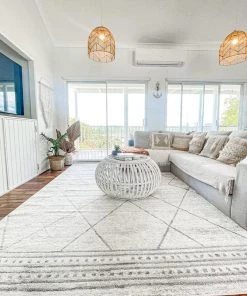 Miss Amara Naroa Grey And Ivory Diamond Tribal Rug All Rugs