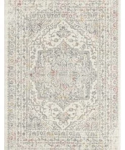 Miss Amara Nasya Pink Yellow And Grey Traditional Medallion Rug