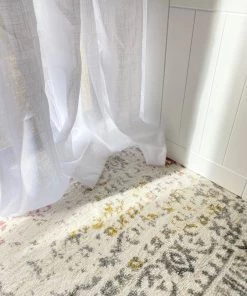 Miss Amara Nasya Pink Yellow And Grey Traditional Medallion Rug