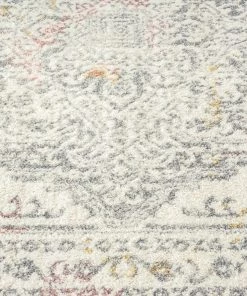 Miss Amara Nasya Pink Yellow And Grey Traditional Medallion Rug