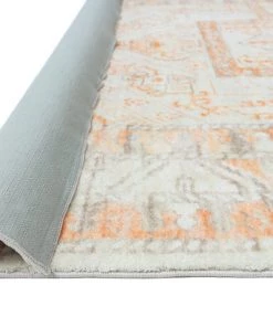 Miss Amara Natalya Orange And Cream Transitional Washable Runner Rug All Rugs