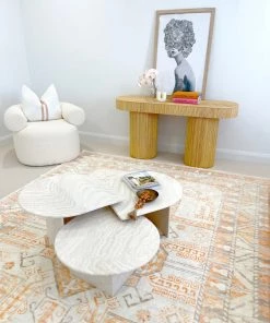 Miss Amara All Rugs Natalya Orange And Cream Transitional Washable Rug