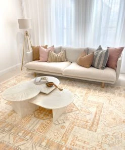 Miss Amara All Rugs Natalya Orange And Cream Transitional Washable Rug