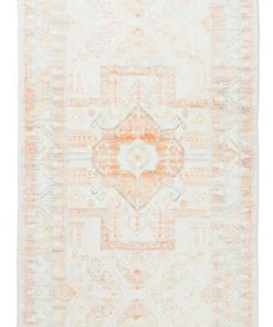 Miss Amara Natalya Orange And Cream Transitional Washable Runner Rug All Rugs