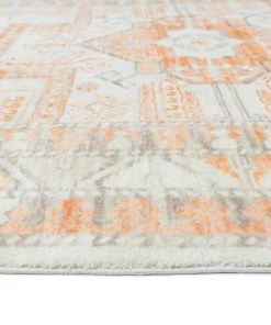 Miss Amara Natalya Orange And Cream Transitional Washable Runner Rug All Rugs