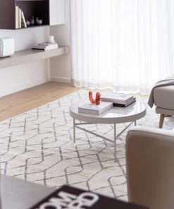 Miss Amara Neda Grey And Ivory Diamond Pattern Rug