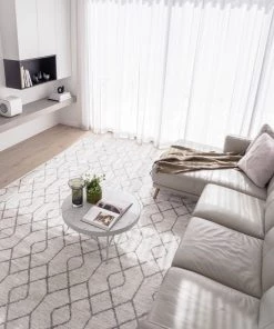 Miss Amara Neda Grey And Ivory Diamond Pattern Rug