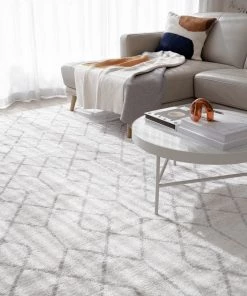 Miss Amara Neda Grey And Ivory Diamond Pattern Rug