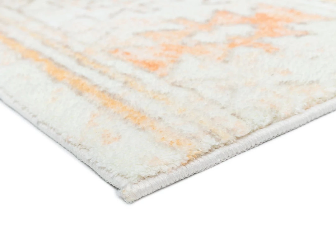 Miss Amara Neride Orange And Cream Tribal Washable Runner Rug