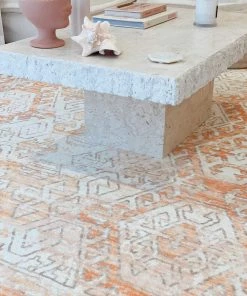 Miss Amara Neride Orange And Cream Tribal Washable Rug All Rugs