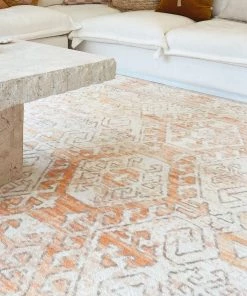 Miss Amara Neride Orange And Cream Tribal Washable Rug All Rugs