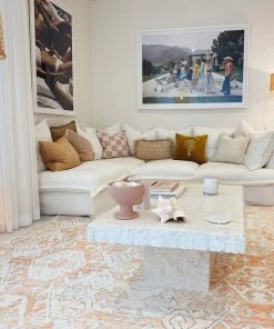 Miss Amara Neride Orange And Cream Tribal Washable Rug All Rugs