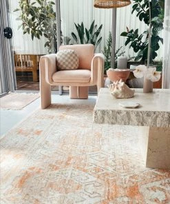 Miss Amara Neride Orange And Cream Tribal Washable Rug All Rugs