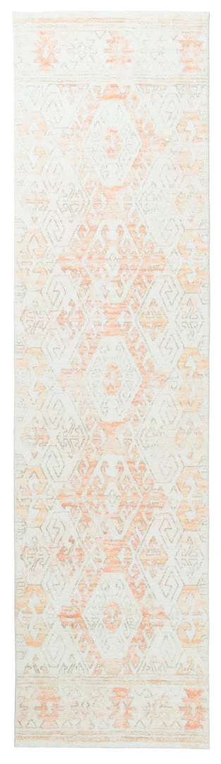 Miss Amara Neride Orange And Cream Tribal Washable Runner Rug