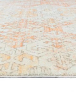 Miss Amara Neride Orange And Cream Tribal Washable Runner Rug