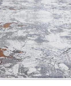 Miss Amara Neve Blue Grey And Bronze Transitional Motif Runner Rug All Rugs