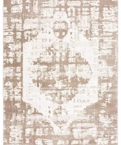 Miss Amara Niaran Beige And Ivory Distressed Tribal Rug