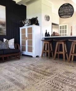 Miss Amara Nishem Brown Grey And Ivory Distressed Tribal Rug